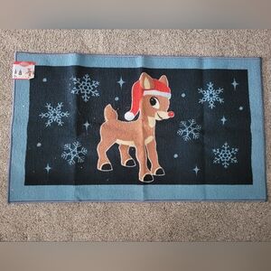 New Blue Reindeer Accent Rug. 26x45
